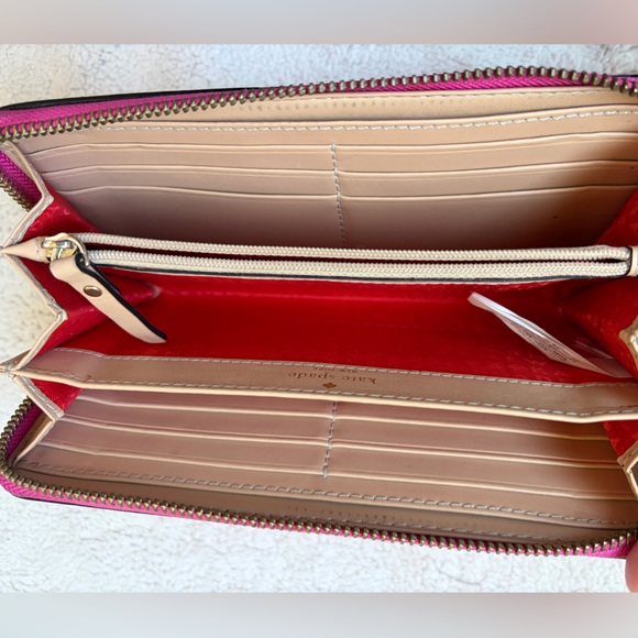 Kate Spade Wellesley Neda Fuchsia Leather Zip Around Wallet - Picture 8 of 11